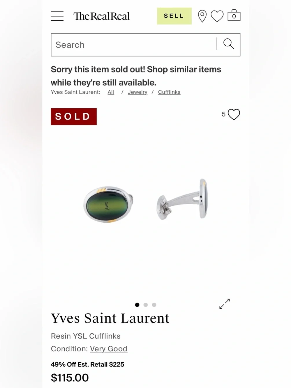 💚 YSL Vintage Cuff Links & Tie Clip Set